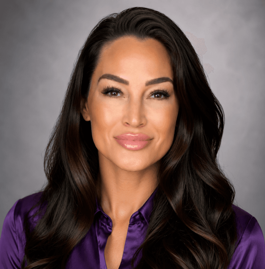 Stacy Paetz in a purple blouse